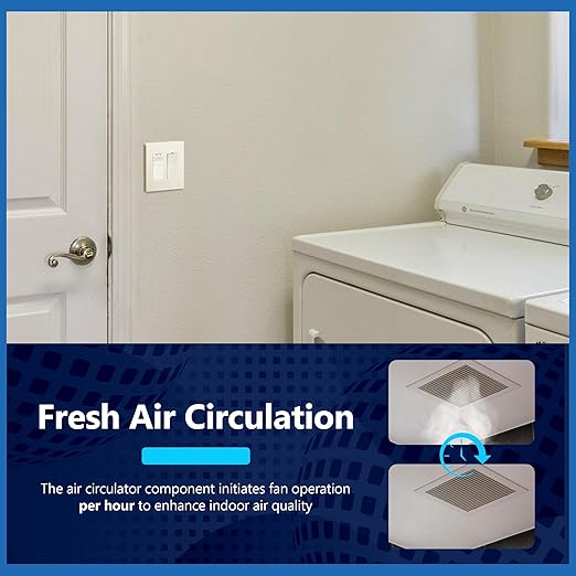 LIDER No Neutral Wire Required Humidity Sensor Switch, Automatic Humidity Control, Air Circulator, Adjustable Timing, 1-Pole, UL Listed, Light Almond, Wall Plate Included 2 Pack - Image 5