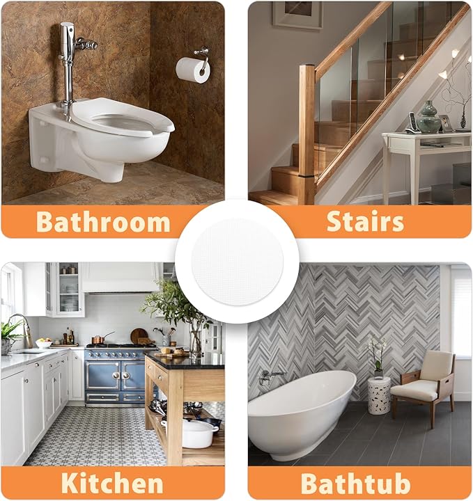 24 PCS Bathtub Non Slip Stickers Clear Adhesive Decals Round Shape Anti Slip Shower Stickers Bath Non Slip Stickers for Floor Bathroom Stairs Ladders with Scraper - Image 6