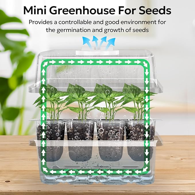 MIXC 10 Packs Seed Starter Tray Seed Starter Kit with Humidity Dome (120 Cells Total Tray) Seed Starting Trays Plant Starter Kit and Base Mini Greenhouse Germination Kit for Seeds Growing Starting - Image 4