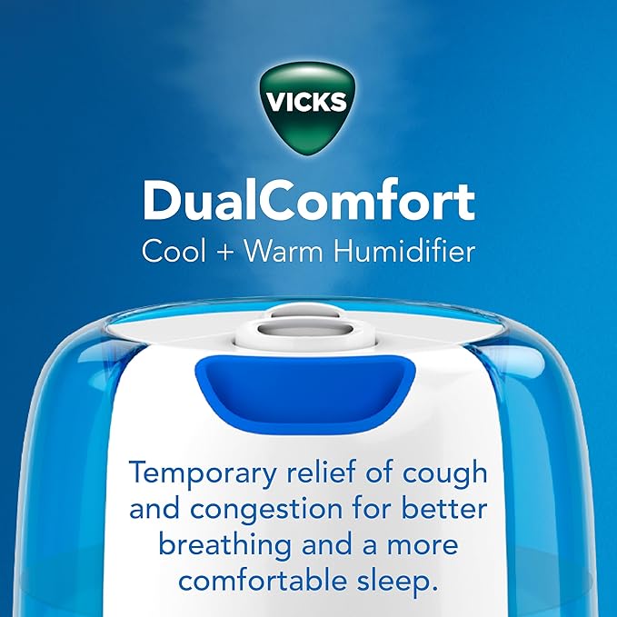 Vicks Dual Comfort Cool + Warm Mist Humidifier for Bedrooms With Fusion Technology, Compatible with Vicks VapoPads and Vicks VapoSteam, White - Image 2