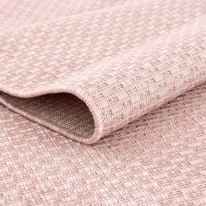 Unique Loom Collection Casual Transitional Solid Heathered Indoor/Outdoor Flatweave Area Rug (2' 7" x 12' Runner, Whisper Pink/Ivory) - Image 6