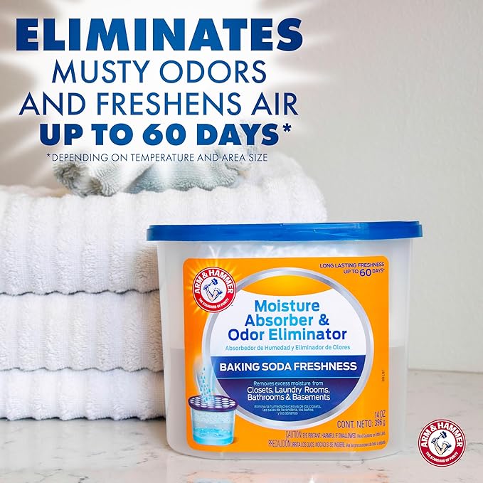 Arm & Hammer Fragrance Free Refillable Moisture Absorber and Odor Eliminator 14 oz. Tub - Image 2