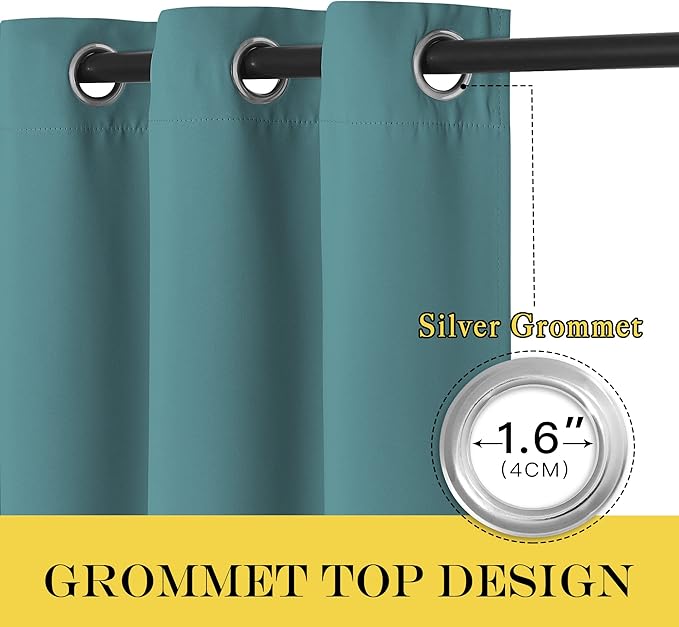 NICETOWN Blackout Curtains 84 Inch Length, Thermal Insulated Curtains for Bedroom Grommet Energy Saving Room Darkening Drapes for Living Room Window, 1 Panel, Sea Teal, 66" W x 102" L - Image 6