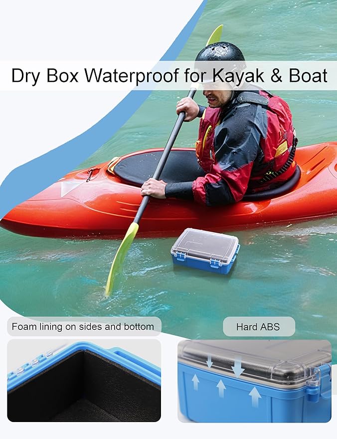 Beoccudo Large Waterproof Dry Box Waterproof Containers, Watertight Boat Storage Boxes Drybox Storage Case for Kayaking, 8.9" L X 6.4" W X 3.2" H - Image 5