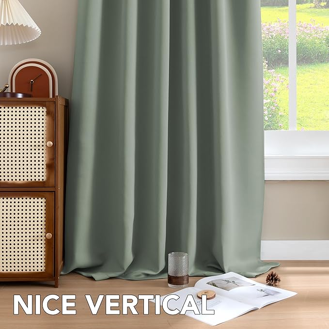 H.VERSAILTEX Blackout Curtains Thermal Insulated Window Treatment Panels Room Darkening Blackout Drapes for Living Room Back Tab/Rod Pocket Bedroom Draperies (2 Panels, Green Bay, 52 x 84 Inch) - Image 8