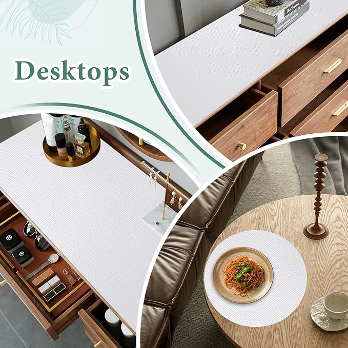 Drawer and Shelf Liner for Kitchen Cabinet: 12 in X 30 Ft Non Slip Waterproof Shelf Paper Non Adhesive Refrigerator Liners White Easy Liners for Bathroom Cupboard with Knife Tape Measure - Image 8