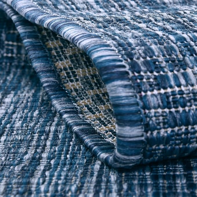 Unique Loom Collection Casual Transitional Solid Heathered Indoor/Outdoor Flatweave Area Rug (2' x 8' Runner, Blue/Navy Blue) - Image 6