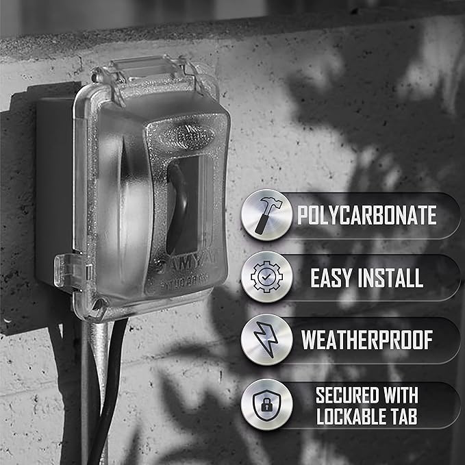 TayMac MM420C 1-Gang Nonmetallic Extra Duty Weatherproof In-Use Horizontal/Vertical 16-in-1 Standard Cover,2.75 in,Clear,(Pack of 8) - Image 5