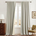 RYB HOME 100% Blackout Linen Curtains 84 inches Long 2 Panels Set, Thermal Insulated Privacy Natural Faux Linen Boho Farmhouse Curtain Panels for Living Room Bedroom, 52" W x 84" L, Beige by RYBHOME