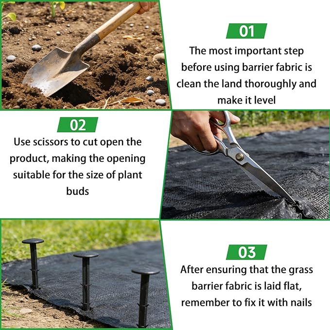 Weed Barrier Fabric Planting Cover - 4 x 250 FT Heavy Duty Landscape Fabric Ground Cover Block for Outdoor Planting - Image 7