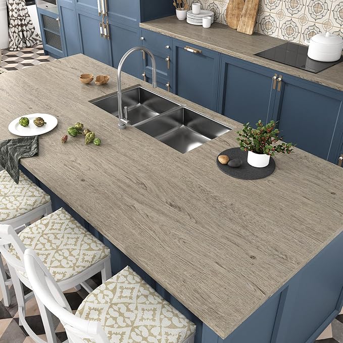 WESTICK Wood Grain Contact Paper Peel and Stick Countertops Waterproof Wood Look Wallpaper Stick and Peel Wood Contact Paper for Cabinets Kitchen Table Bedroom Dresser Desk 15.8" x 78" by WESTICK