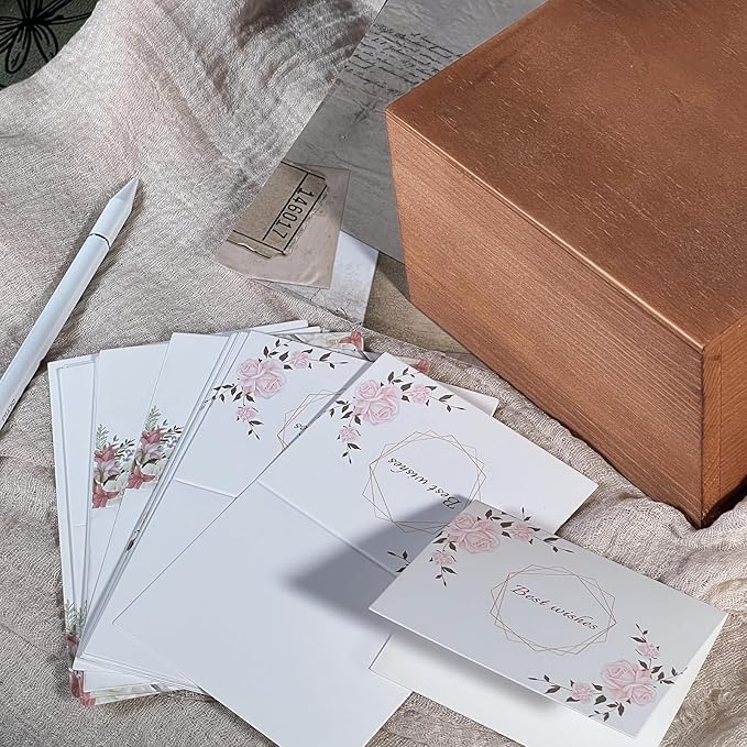 Wooden Keepsake Box with Slide Lid, 6x6x4 Inch Square Wood Storage Box for Jewelry, Photos, Memorabilia, Handmade Decorative Memory Box for Home, Wedding, Gifts - Image 6