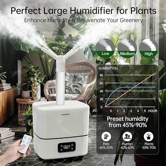 YOKEKON Humidifier Large Room 30L/7.93Gal, 5000 sq.ft Commercial Whole House Humidifier, Top-Fill Humidifiers for home with Extension Tube, Ideal for Plants, Office, Warehouse & Greenhouse - Image 4