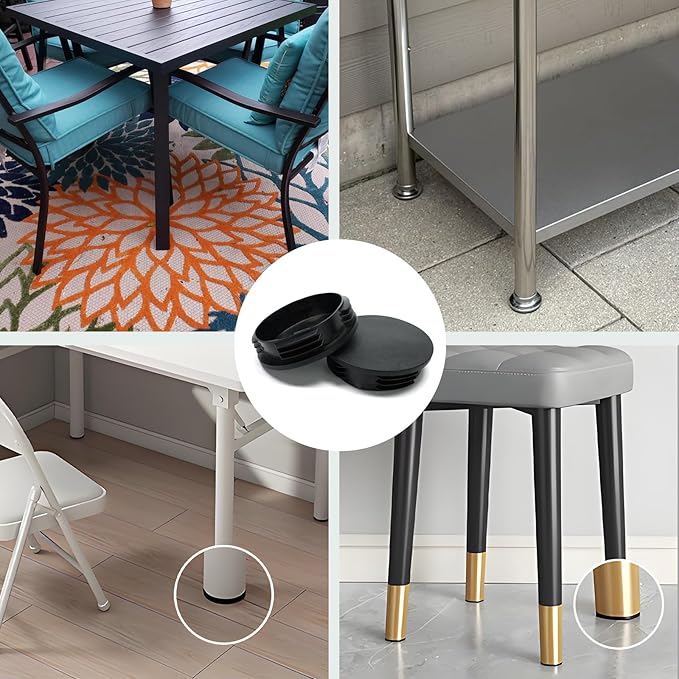13/16" (20mm) Plastic Hole Plugs Black -Round Chair Leg Caps, Flush Mount Pipe Plugs, Tubing End Caps for Metal&Wood Legs Tube, Outdoor Furniture Feet caps & Table Plastic Plugs, 24 PCS - Image 7