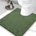 Smiry Luxury Chenille Toilet Rugs U-Shaped 24x20, Soft Absorbent Non-Slip Contour Bathroom Rugs for Toilet, Machine Washable Contoured Bath Mats, Olive Green by Smiry