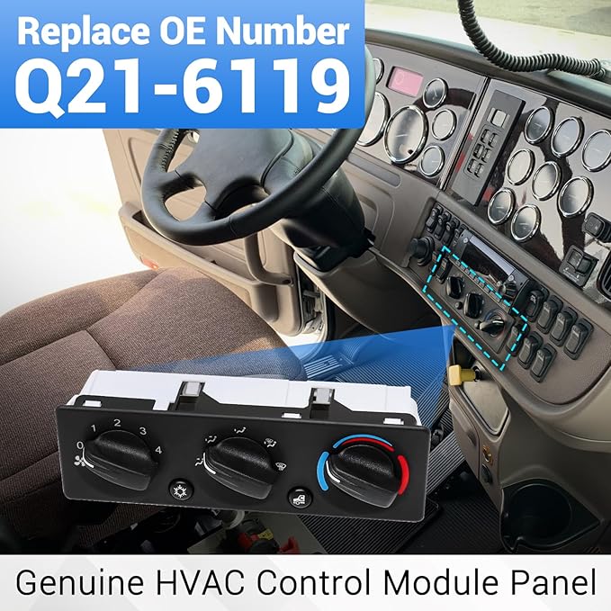 Q21-6119 AC Climate Control Module Compatible with Peterbilt 220 337 348 367 389 520 Trucks A/C Heater Control Panel Switch, Q216119 Air Conditioning Temperature Control Head Unit - Image 6