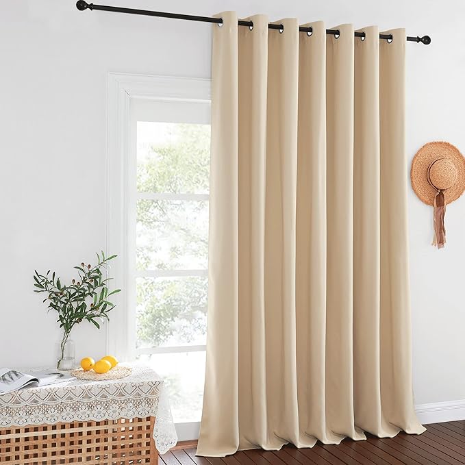 NICETOWN Sliding Door Window Treatment - Blackout Patio Door Curtain Panels, Privacy Thermal Drapes for Department with Grommet Top (Biscotti Beige, W100 x L108) by NICETOWN