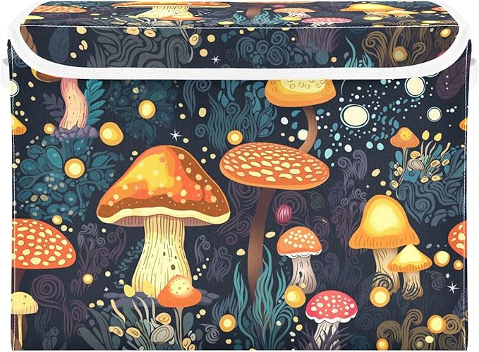 xigua Mushrooms Storage Bins with Lids and Carrying Handle,Foldable Storage Boxes Organizer Containers Baskets Cube with Cover for Home Bedroom Closet Office by LLCxigua