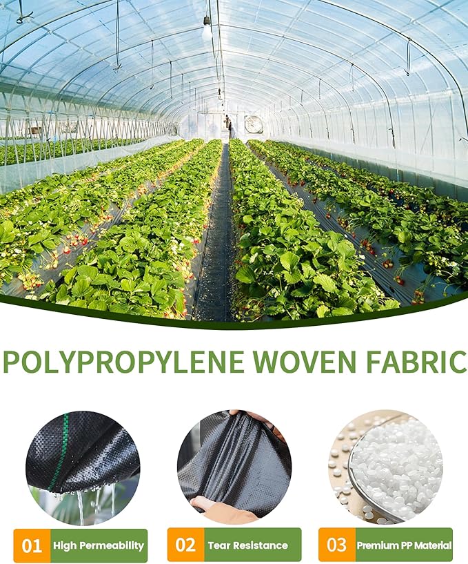 13ftx108ft Weed Barrier Landscape Fabric Heavy Duty, Premiun 5OZ Garden Geotextile Fabric, Outdoor Weed Blocker Landscaping Fabric, For Driveway Mats, Erosion Control, Ground Cover Weed Barrier - Image 3
