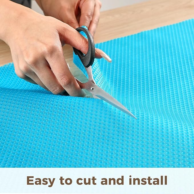 100% EVA Shelf Liner for Kitchen Cabinet, 12" x 240" Drawer Liners Non Adhesive Non Slip Waterproof Plastic Paper, Dresser Pantry Bathroom Refrigerator Protector, Blue - Image 4