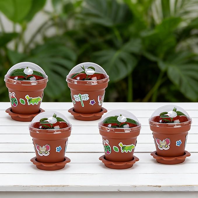25 Packs Cupcake Plant Nursery Pots with Humidity Dome, Small Plastic Flower Plant Pots with 20 Sheet Stickers, Seeds Starter Pot Flower Planting Container for Seedlings Succulent Display (Wine Red) - Image 7