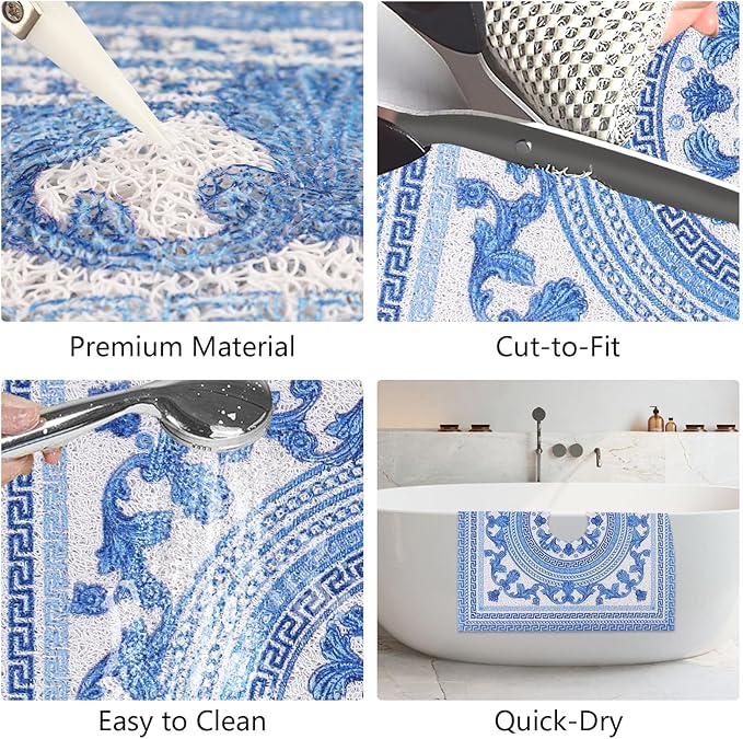 Square Shower Mat Non Slip: 36x36 Inch Extra Large Shower Mats with Drain Hole in Middle -Anti Slip Shower Mats for Inside Shower -Loofah Shower Floor Mat Bath Mat for Shower Stall Bathtub Elderly - Image 7