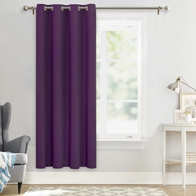 MYSKY HOME Blackout Door Curtains for Bedroom Grommet Top Closet Curtain for Doorway Thermal Insulated Room Darkening Drapes for Living Room, 1 Curtain Panel, 52 x 72 Inch, Royal Purple - Image 6