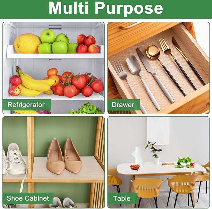 12 Inches x 10 FT Non-Adhesive Shelf Liner Water Resistant Oil-Proof Thickened Easy to Clean and Cut Drawer Mats for Refrigerator, Desk, Cabinet, Kitchen - Image 7