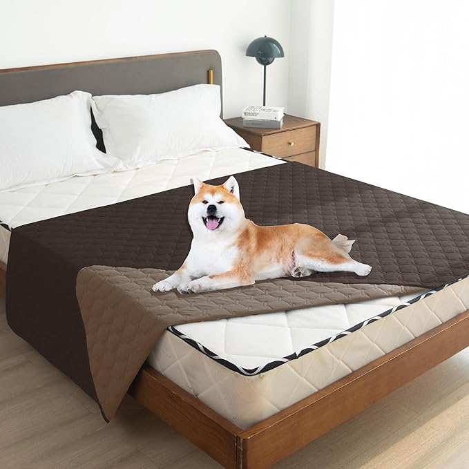 gogobunny 100% Double Sided Waterproof Dog Blanket Soft Pet Bed Cover Reversible Protect Furniture Couch Sofa Car for Puppy Large Dog Cat (Dark Coffee/Light Coffee, 68x82 Inch (Pack of 1)) - Image 3