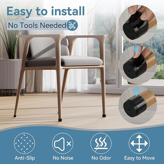 24PCS Silicone Chair Leg Floor Protectors for Hardwood Floors, Thicken Rubber Chair Leg Cap Covers, Non Slip Furniture Leg Pads to Protect Wood Tile Floors from Scratches and Reduce Noise - Image 4