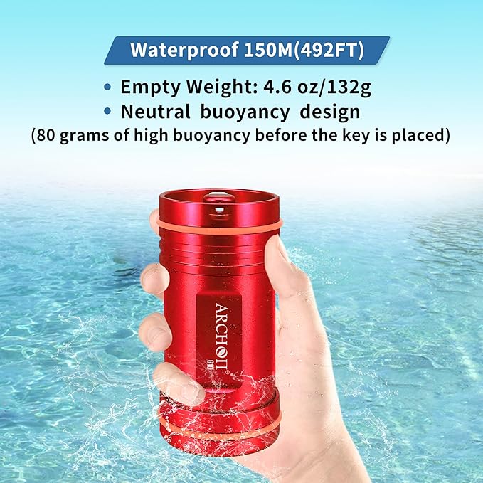 ARCHON Aluminum Alloy Waterproof Car Key Holder FOB Case, Keychain Dry Storage Box for Swimming,Diving Essential, Small Bag Kit for Boating - Image 5