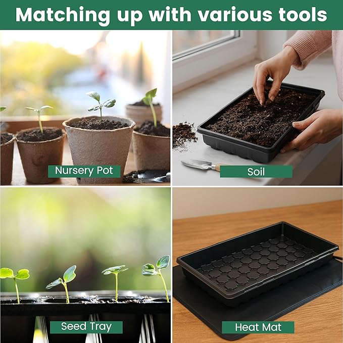 MIXC 10 Pack 1020 Seed Starter Trays, Extra Thick Heavy Duty Trays - No Holes, No Leak, Reusable Propagation Flats for Microgreens, Seedlings, Plant Germination, Fodder and Transplant - Image 5