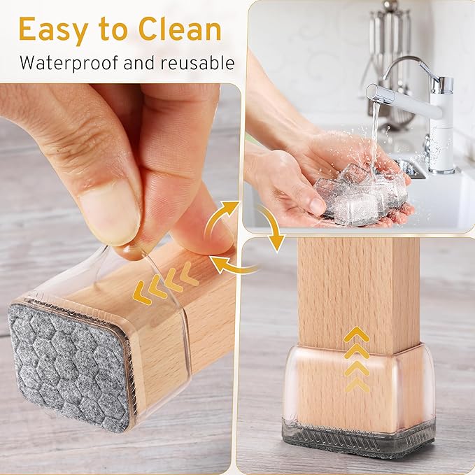 24PCS Rectangular Chair Leg Floor Protectors, Furniture Sliders, Non-Slip Felt Furniture Pads for Hardwood Floors, Silicone Cap Covers to Protect Floors,(Fit L :1.34-1.57", W: 0.87-1.18") - Image 6