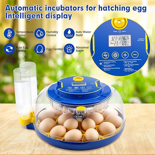 18 Egg Incubator Automatic Egg Turner Temperature & Humidity Control, Incubators for Hatching Eggs, Chicken, Ducks, Goose, Pigeon, Quail, Parrot Incubator Farm,Lab,Science Classroom,Home (Blue-18 Egg) - Image 2