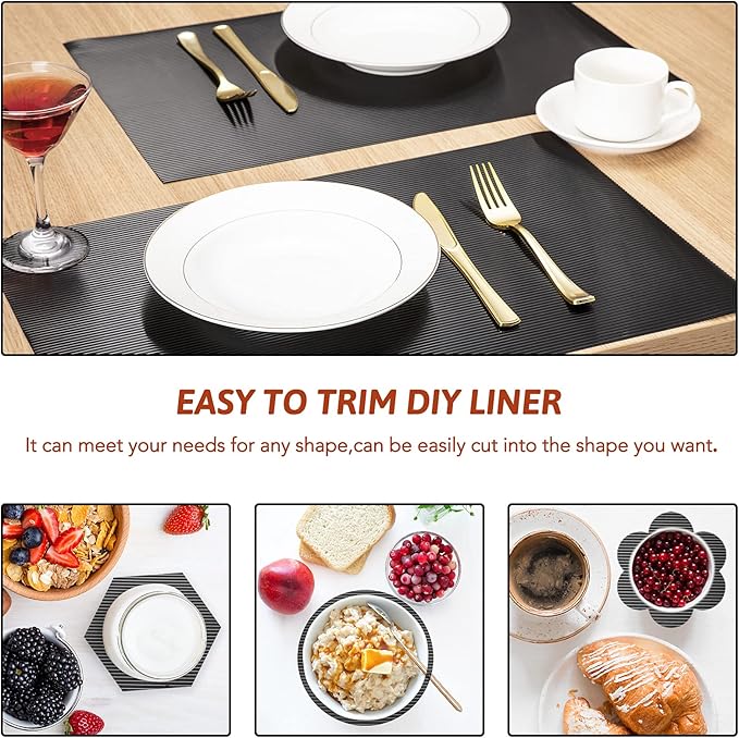 Glotoch Shelf Liner 17.5" x 30 ft. - Non Adhesive Refrigerator, Kitchen, Drawer Liners, Waterproof and Durable Fridge Table Place Mats for Cupboard, Cabinet, Drawer Liner, Black - Image 4