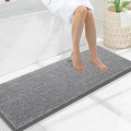 Smiry Luxury Chenille Bathroom Rugs 47x17, Extra Soft and Absorbent Shaggy Bath Mat, Machine Washable, Non-Slip Plush Carpet Runner for Tub, Shower, and Floor, Home Decor Accessories, Grey by Smiry
