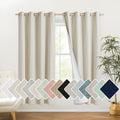 NICETOWN Natural Bedroom Full Blackout Linen Curtain Panels Set of 2, 52" by 72", Cold Reducing Thick Insulated Classic Grommet Blackout Draperies with White Thermal Insulated Liner for Windows by NICETOWN