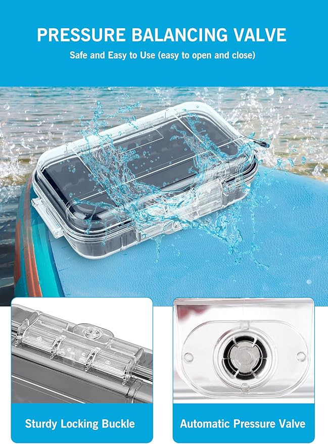 Waterproof Storage Case, Outdoor Sports Survival Equipment Sealed Box Dustproof Pressure Proof Dry Boxes for EDC Tools, Phone, Keys(Clear) - Image 5