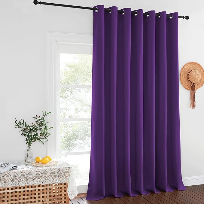NICETOWN Patio Door Curtain Sound Blocking, Bedroom Privacy Room Divider Curtain, Thermal Insulated Blackout Closet Sliding Door Shade (1 Panel, 100" Wide x 120" Long, Royal Purple) by NICETOWN