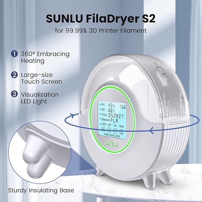 SUNLU PLA Plus Gold 1.75mm, Upgraded S2 Filament Dry Box White - Image 2