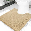 Smiry Luxury Chenille Toilet Rugs U-Shaped 20x20, Soft Absorbent Non-Slip Contour Bathroom Rugs for Toilet, Machine Washable Contoured Bath Mats, Beige by Smiry