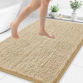 Smiry Luxury Chenille Bathroom Rugs 40x32, Extra Soft and Absorbent Shaggy Bath Mat, Machine Washable, Non-Slip Plush Carpet Runner for Tub, Shower, and Floor, Home Decor Accessories, Beige by Smiry