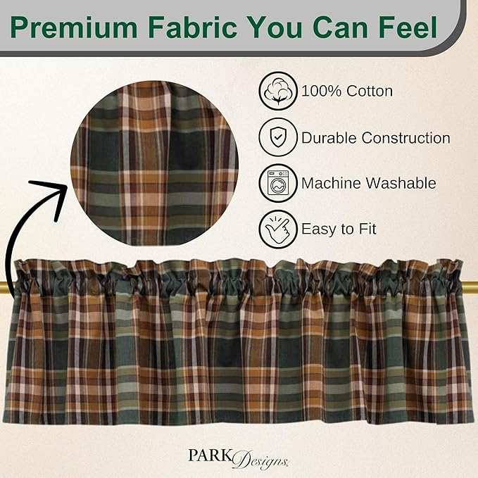 Park Designs Farmhouse Kitchen Valances for Windows - Rustic Lodge Wood River | Fall Decor Window Valance Curtains | Plaid Curtain Valances for Windows | BOHO Living Rooms & Bathrooms | 72" x 14" - Image 2