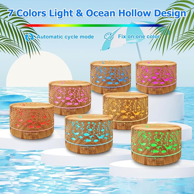 Diffusers for Essential Oils Large Room with R/C,600ml Essential Oil Diffusers for Home,Waterless Auto Off 7 Colors Changed 3 Mist Modes,Cool Mist Humidifiers for House Bedroom Decor,Gifts,Light Wood - Image 5