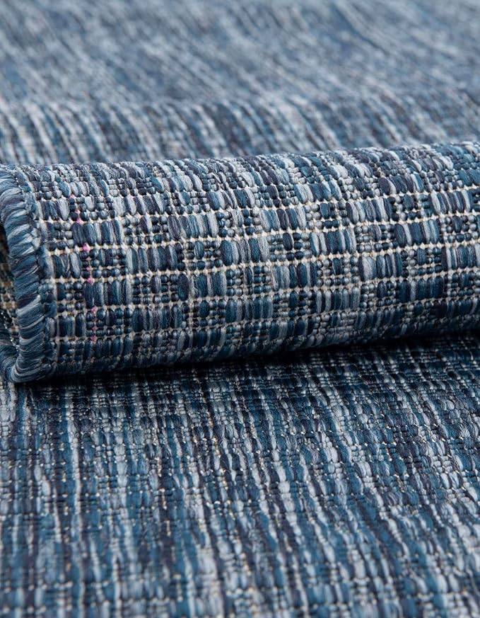 Unique Loom Outdoor Solid Collection Area Rug (5' 3" x 7' 1" Rectangle Blue/Navy Blue) - Image 6