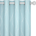 Deconovo Blackout Curtains, Thermal Insulated Soundproof Grommet Drapes, Wave Dot Foil Print, 52 x 95 Inch, Set of 2, Machine Washable Window Panel for Bedroom Living Room Nursery Kitchen, Light Blue by Deconovo