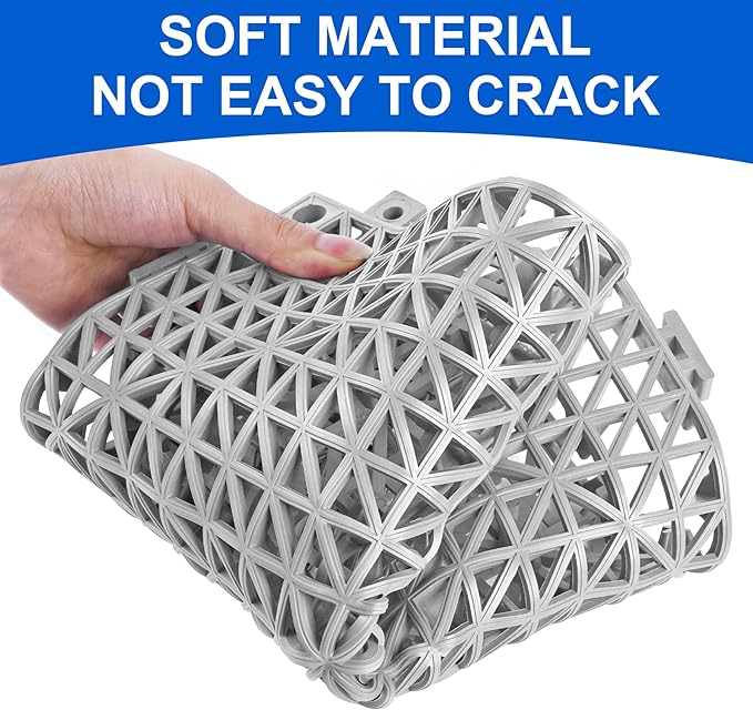 MYFAMIREA Modular Interlocking Cushion 12 Pack 11.8" x 11.8" Rubber Floor Tiles Non-Slip Splicing Drainage Mats for Deck, Pool, Outdoor Shower, Patio, Balcony, Indoor Bathroom, Kitchen, Yard (Gary) - Image 3