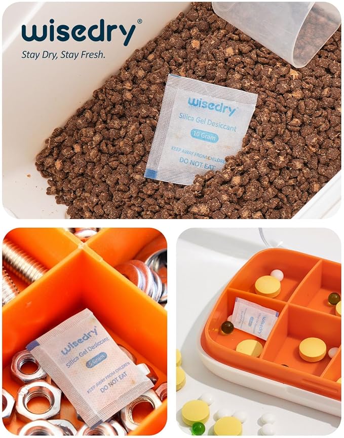 wisedry 5 Gram [60 Packs] Food Grade Silica Gel Packs Rechargeable Desiccant Dehumidifiers Pouches with Color-Indicating Beads Reusable Moisture Absorbers for Food Storage - Image 3