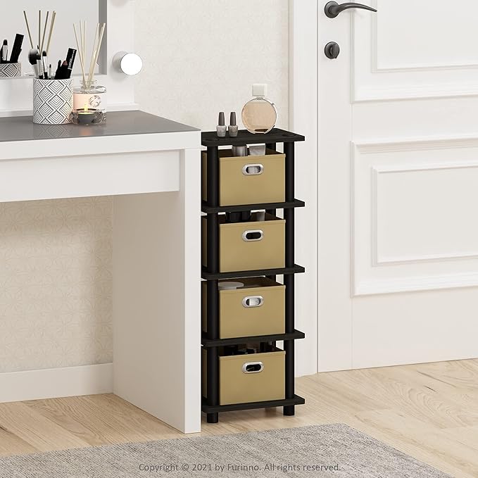 Furinno LACi 4-Bins System Rack, 11.3(W) x 28.8(H) Inch, Espresso/Black - Image 8