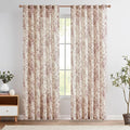 jinchan Linen Blend Curtain Floral Curtains for Living Room 84 Inch Length Farmhouse Brick Red Printed Curtain Rod Pocket Back Tab Peony Flower Patterned Drapes Curtains Set 2 Panels by JINCHAN